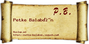 Petke Balabán névjegykártya